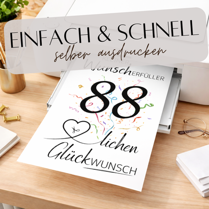 Geldgeschenk 88. Geburtstag Wunscherfüller | Digitaler Download | Last Minute Geschenkidee zum Ausdrucken