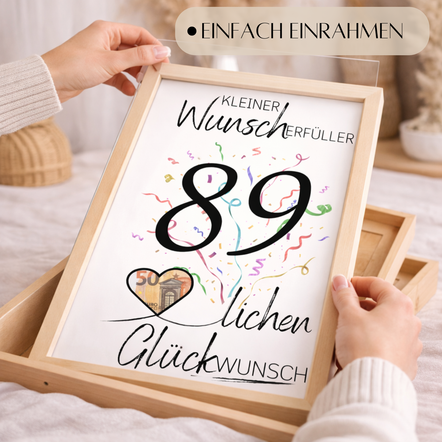 Geldgeschenk 89. Geburtstag Wunscherfüller | Digitaler Download | Last Minute Geschenkidee zum Ausdrucken