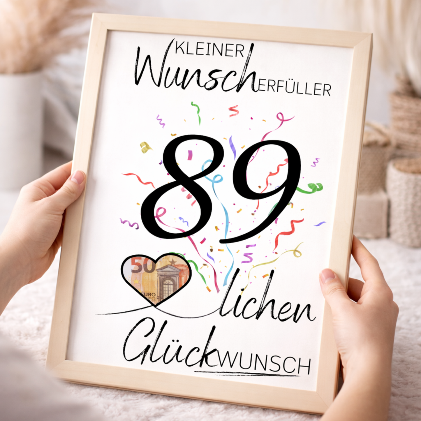Geldgeschenk 89. Geburtstag Wunscherfüller | Digitaler Download | Last Minute Geschenkidee zum Ausdrucken