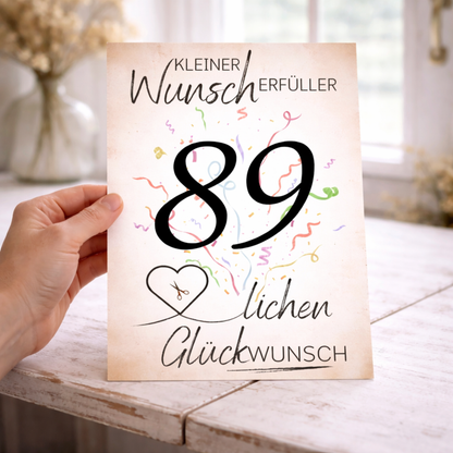 Geldgeschenk 89. Geburtstag Wunscherfüller | Digitaler Download | Last Minute Geschenkidee zum Ausdrucken