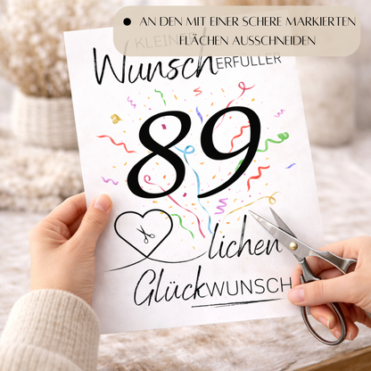 Geldgeschenk 89. Geburtstag Wunscherfüller | Digitaler Download | Last Minute Geschenkidee zum Ausdrucken