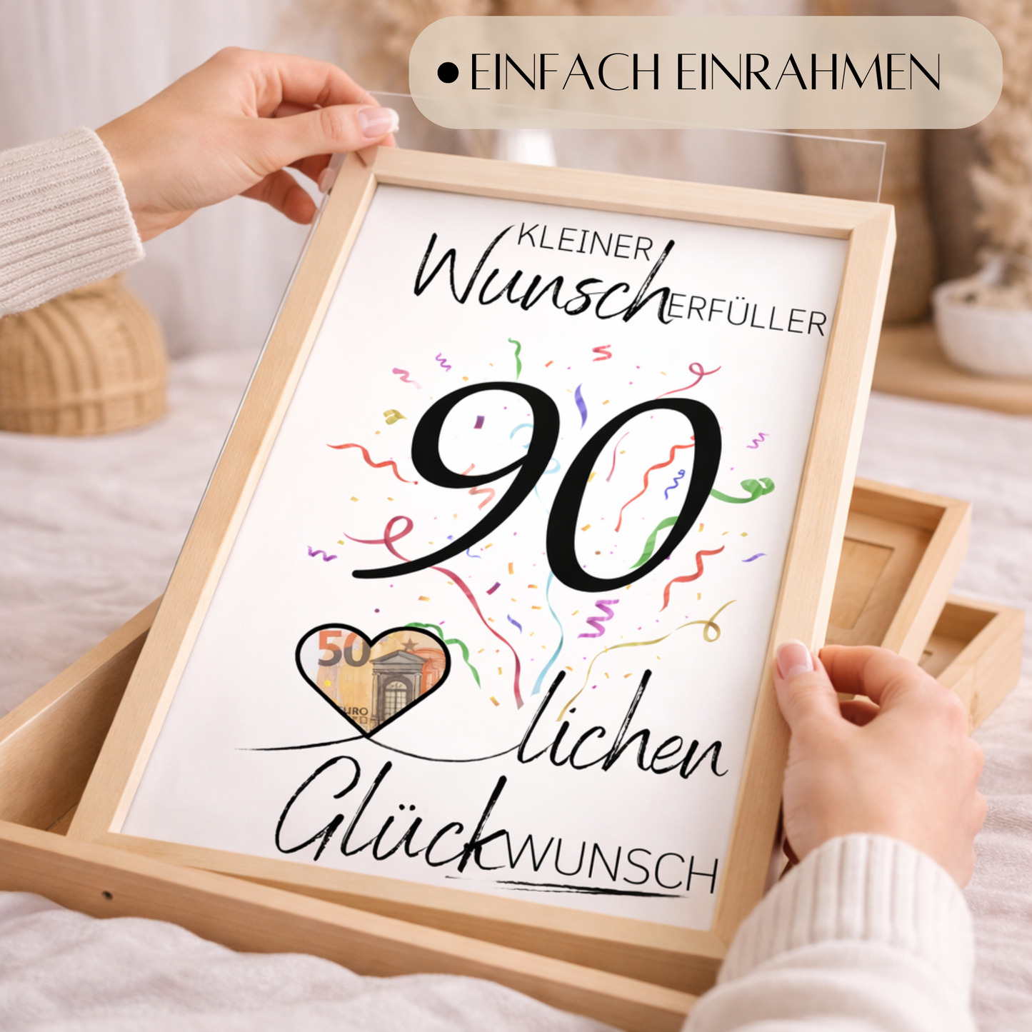 Geldgeschenk 90. Geburtstag Wunscherfüller | Digitaler Download | Last Minute Geschenkidee zum Ausdrucken