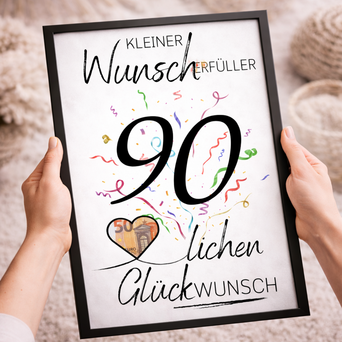 Geldgeschenk 90. Geburtstag Wunscherfüller | Digitaler Download | Last Minute Geschenkidee zum Ausdrucken