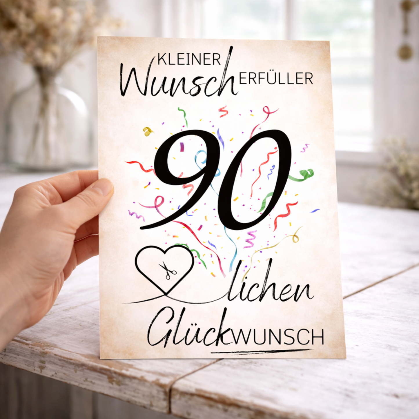Geldgeschenk 90. Geburtstag Wunscherfüller | Digitaler Download | Last Minute Geschenkidee zum Ausdrucken