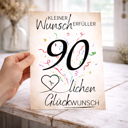 Geldgeschenk 90. Geburtstag Wunscherfüller | Digitaler Download | Last Minute Geschenkidee zum Ausdrucken