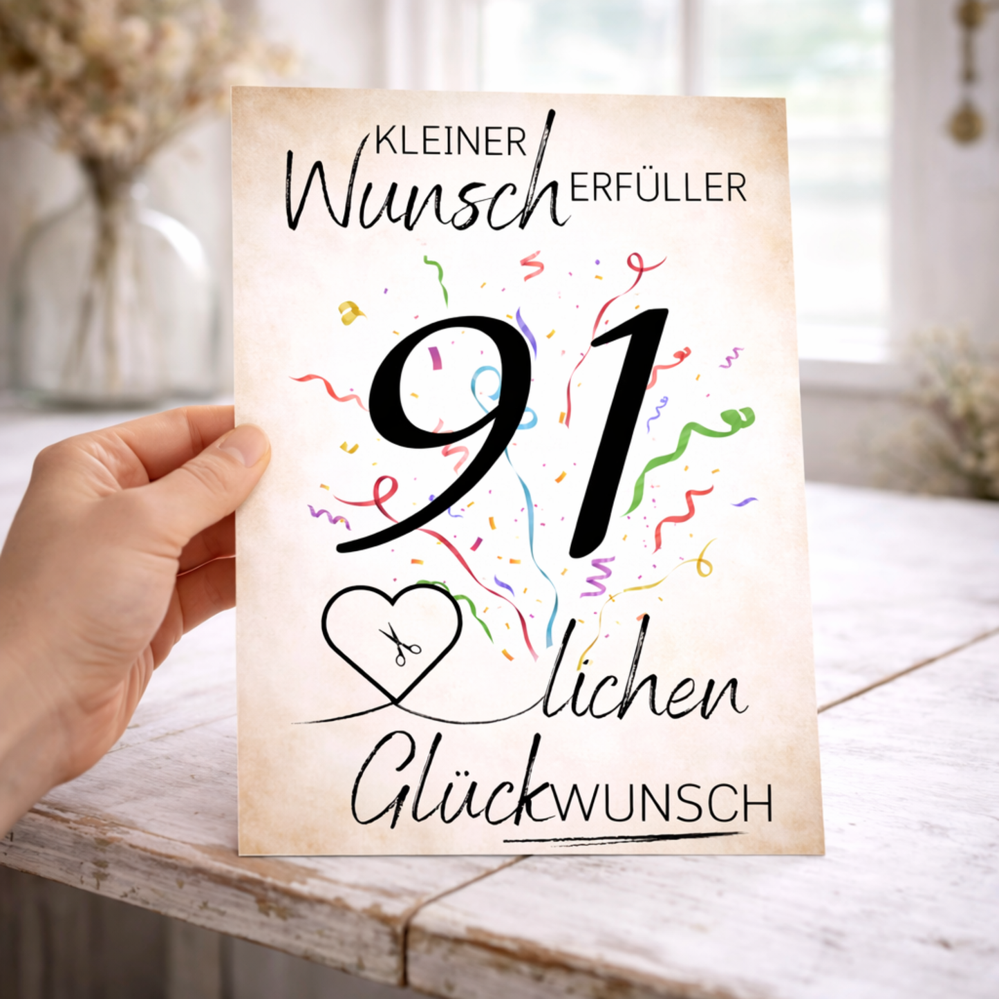 Geldgeschenk 91. Geburtstag Wunscherfüller | Digitaler Download | Last Minute Geschenkidee zum Ausdrucken