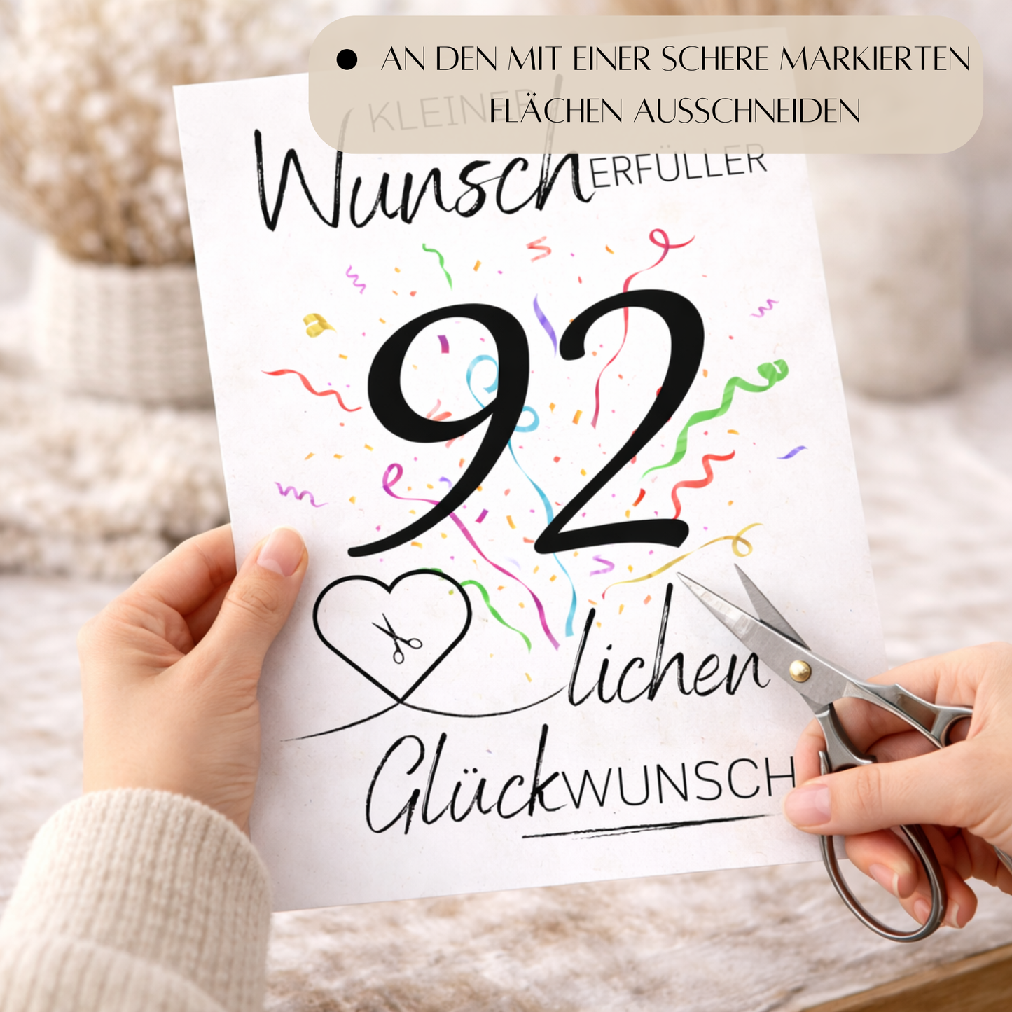 Geldgeschenk 92. Geburtstag Wunscherfüller | Digitaler Download | Last Minute Geschenkidee zum Ausdrucken