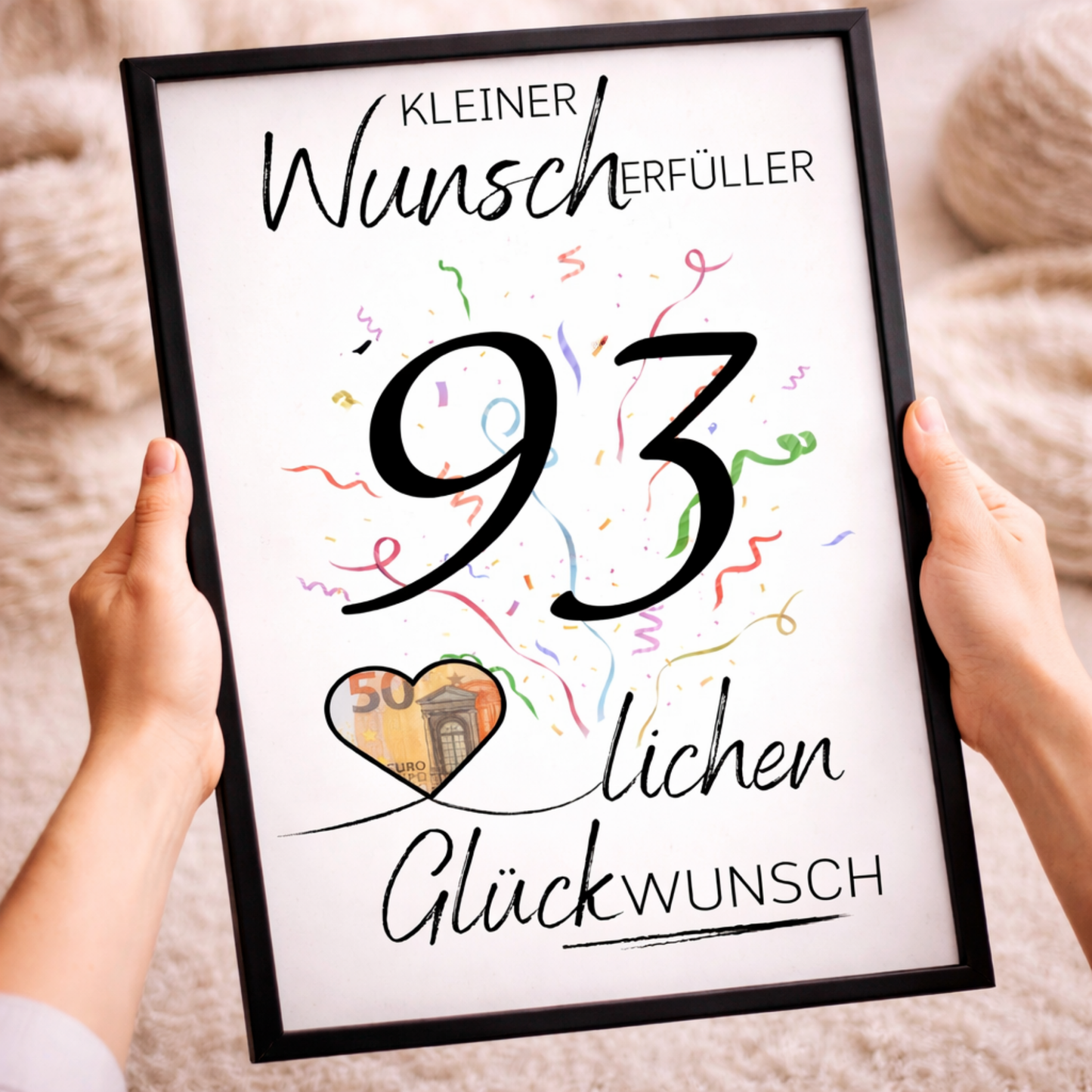 Geldgeschenk 93. Geburtstag Wunscherfüller | Digitaler Download | Last Minute Geschenkidee zum Ausdrucken