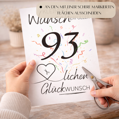 Geldgeschenk 93. Geburtstag Wunscherfüller | Digitaler Download | Last Minute Geschenkidee zum Ausdrucken