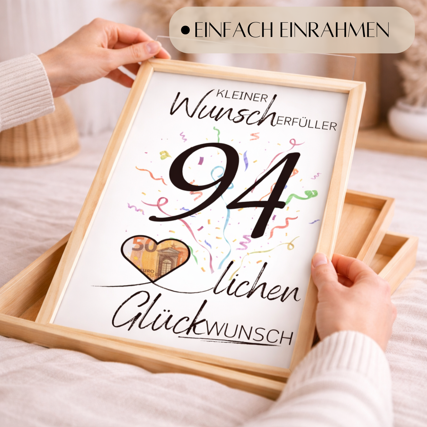 Geldgeschenk 94. Geburtstag Wunscherfüller | Digitaler Download | Last Minute Geschenkidee zum Ausdrucken