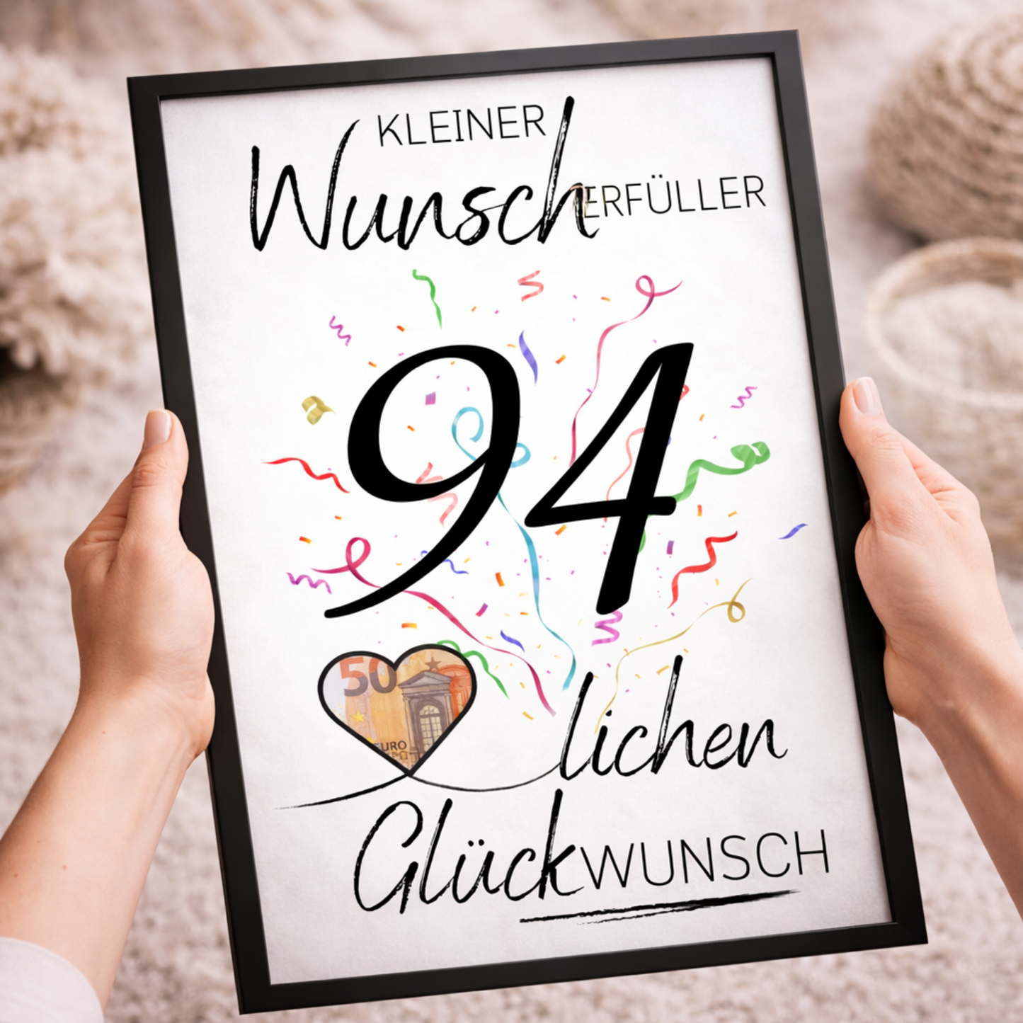 Geldgeschenk 94. Geburtstag Wunscherfüller | Digitaler Download | Last Minute Geschenkidee zum Ausdrucken