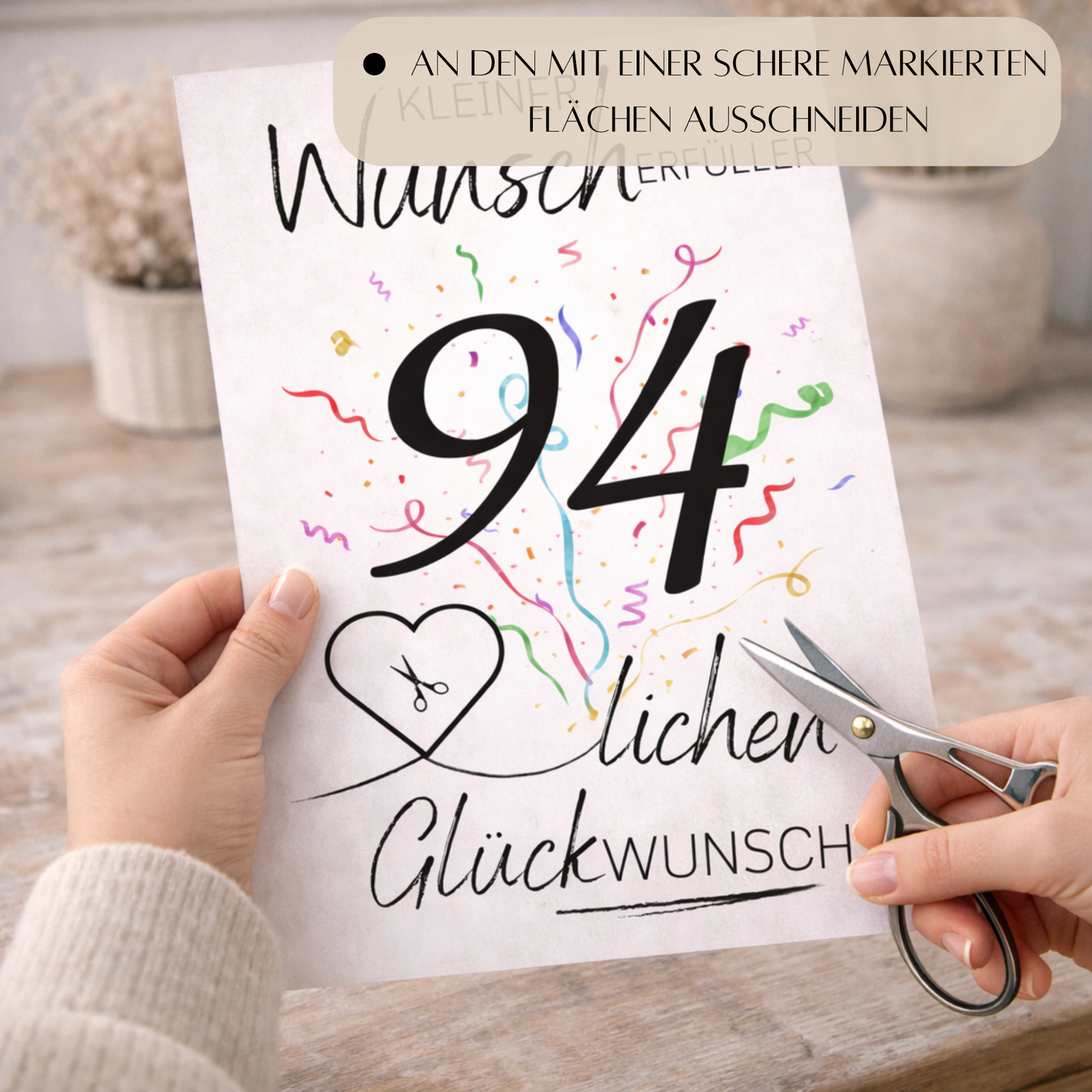 Geldgeschenk 94. Geburtstag Wunscherfüller | Digitaler Download | Last Minute Geschenkidee zum Ausdrucken