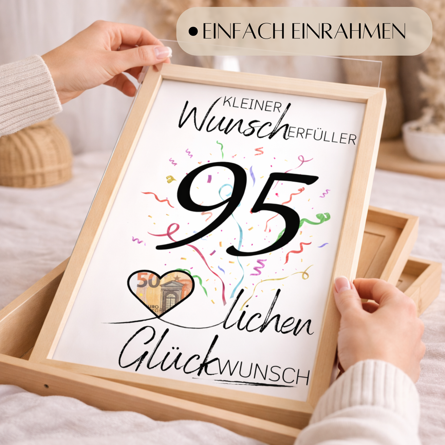 Geldgeschenk 95. Geburtstag Wunscherfüller | Digitaler Download | Last Minute Geschenkidee zum Ausdrucken