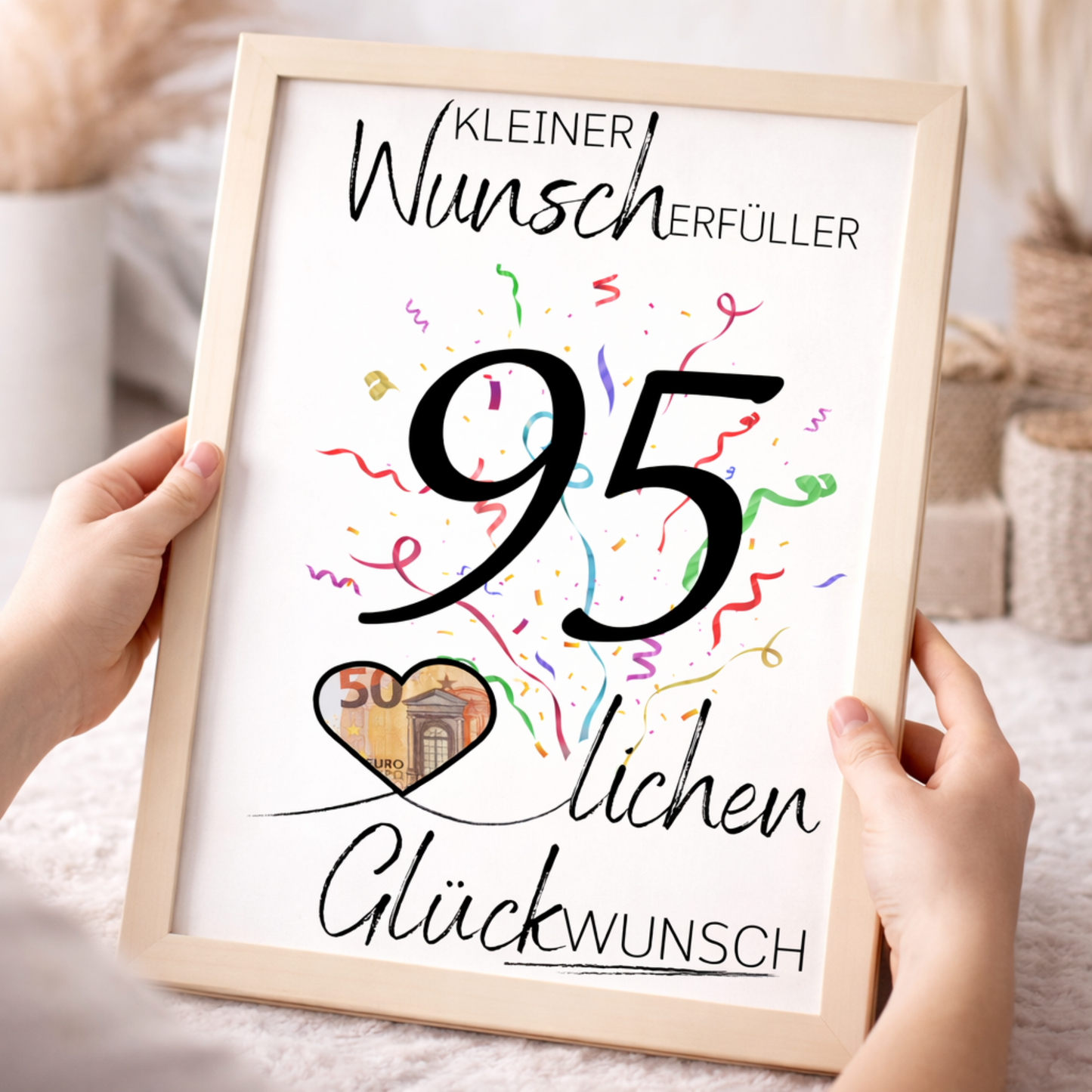 Geldgeschenk 95. Geburtstag Wunscherfüller | Digitaler Download | Last Minute Geschenkidee zum Ausdrucken