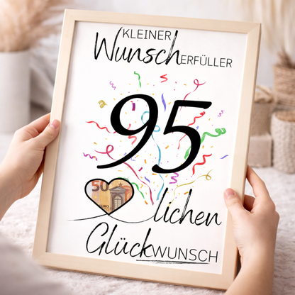 Geldgeschenk 95. Geburtstag Wunscherfüller | Digitaler Download | Last Minute Geschenkidee zum Ausdrucken