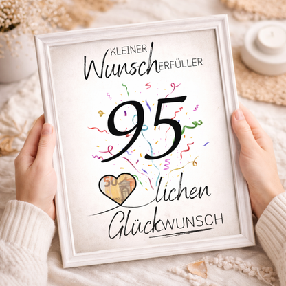 Geldgeschenk 95. Geburtstag Wunscherfüller | Digitaler Download | Last Minute Geschenkidee zum Ausdrucken