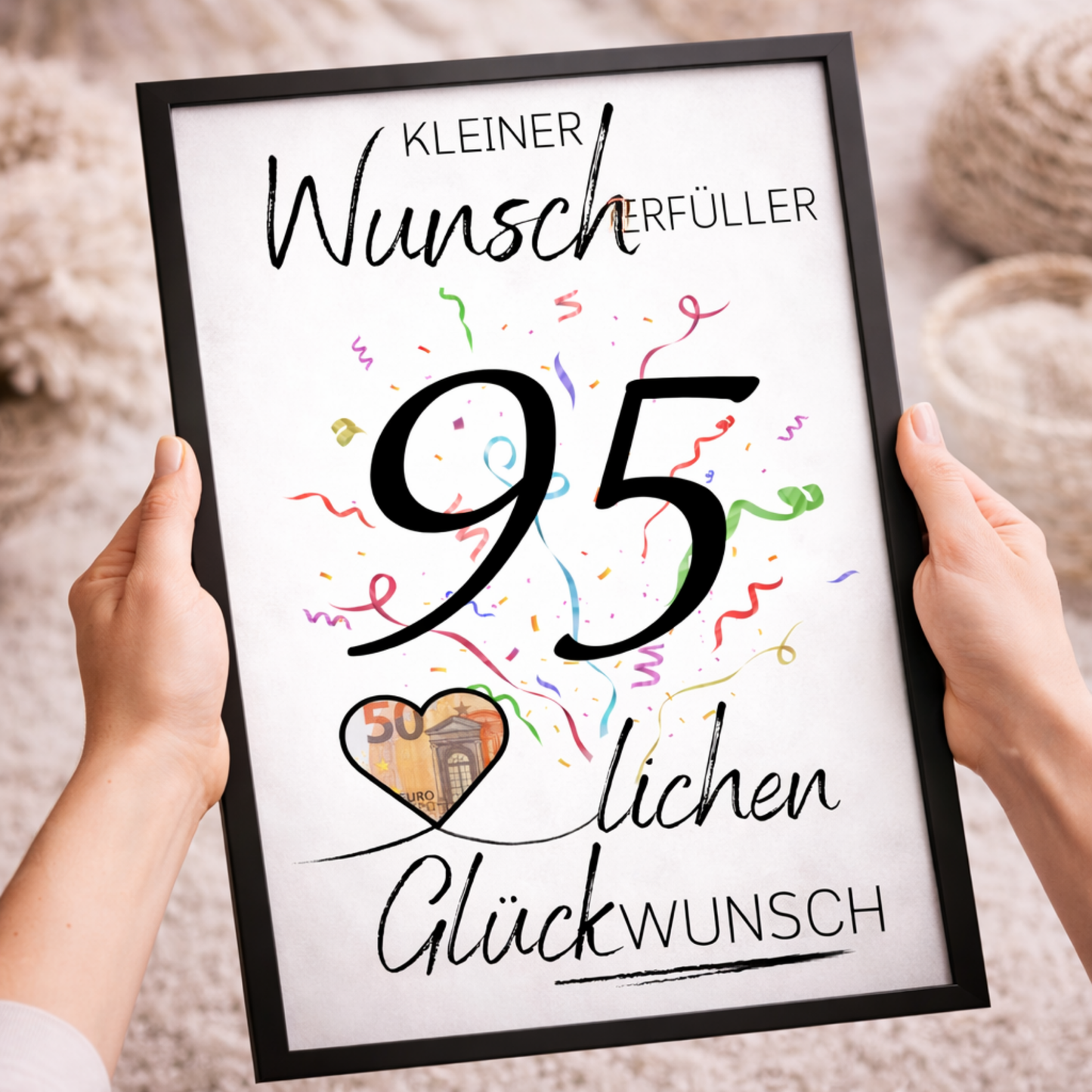 Geldgeschenk 95. Geburtstag Wunscherfüller | Digitaler Download | Last Minute Geschenkidee zum Ausdrucken