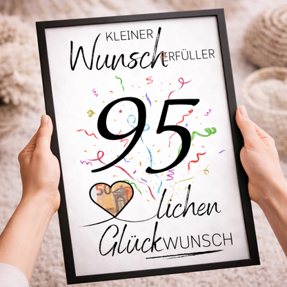 Geldgeschenk 95. Geburtstag Wunscherfüller | Digitaler Download | Last Minute Geschenkidee zum Ausdrucken