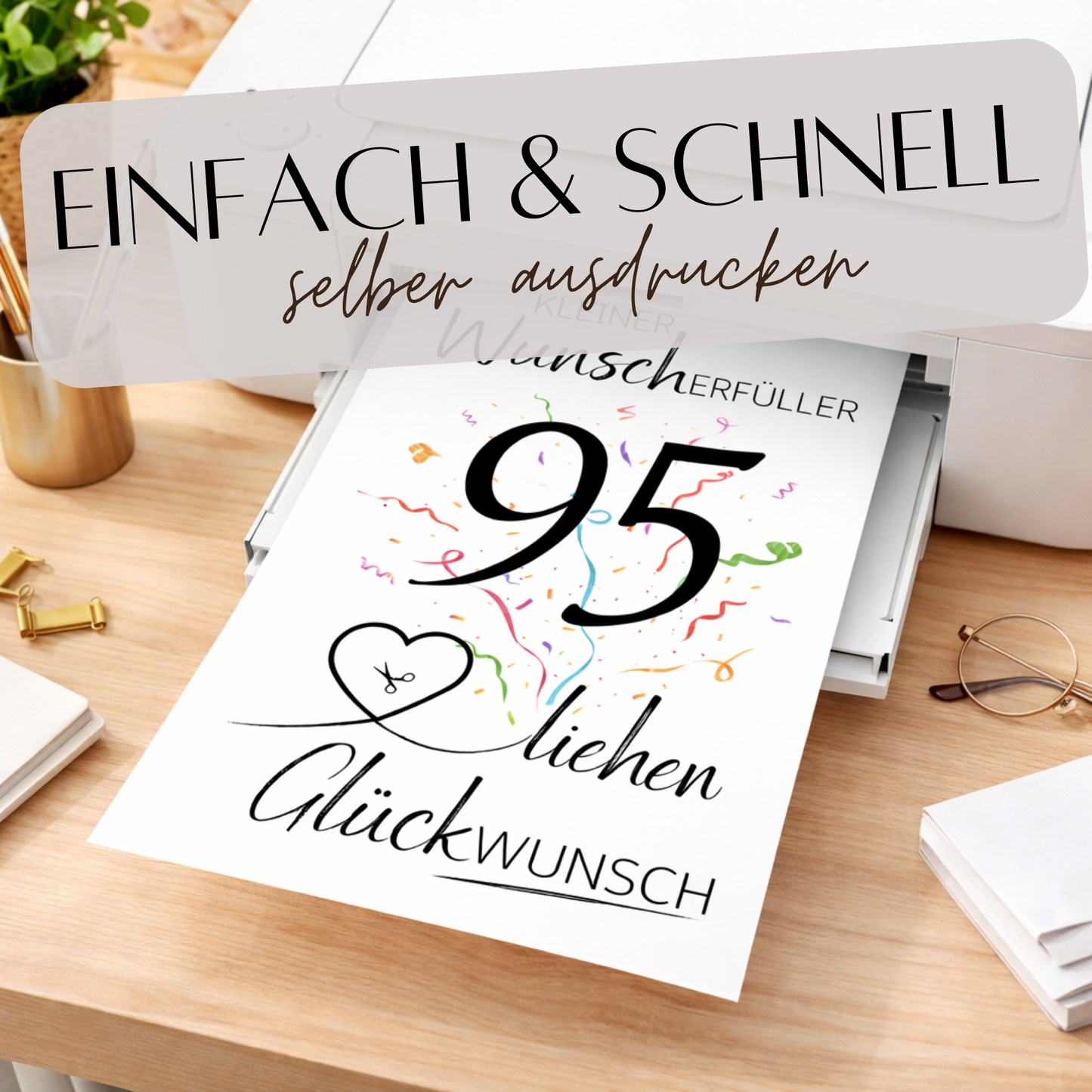 Geldgeschenk 95. Geburtstag Wunscherfüller | Digitaler Download | Last Minute Geschenkidee zum Ausdrucken