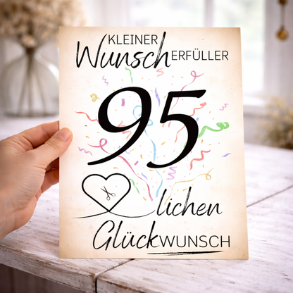 Geldgeschenk 95. Geburtstag Wunscherfüller | Digitaler Download | Last Minute Geschenkidee zum Ausdrucken