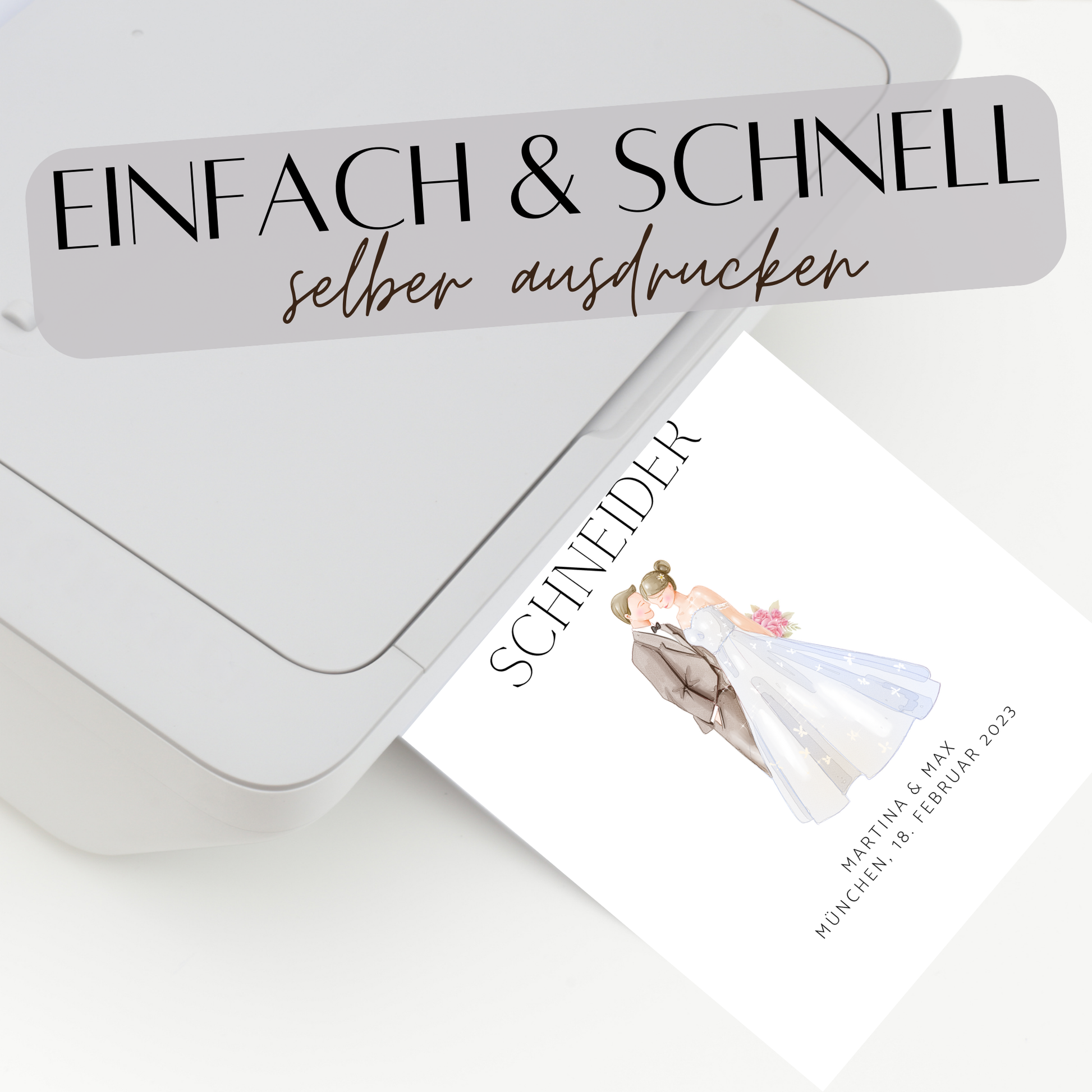 Personalisierbares Hochzeitsposter "Mr & Mrs" – Brautpaar-Motiv als digitaler Download. Last-Minute-Geschenk zum Ausdrucken & Einrahmen.

