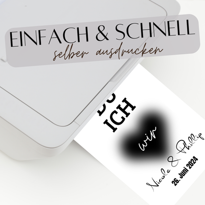 Personalisiertes Hochzeitsposter "DU ICH WIR" im Herz – Name & Datum. Sofort-Download, selbst ausdrucken. Perfektes Last-Minute-Hochzeitsgeschenk.
