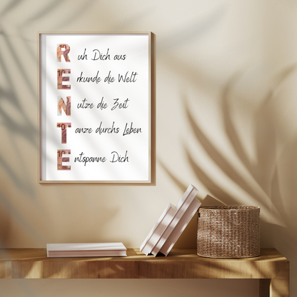 Rente Geschenkidee | Geldgeschenk Ruhestand zum Ausdrucken | Poster Ruhestand | PDF Download