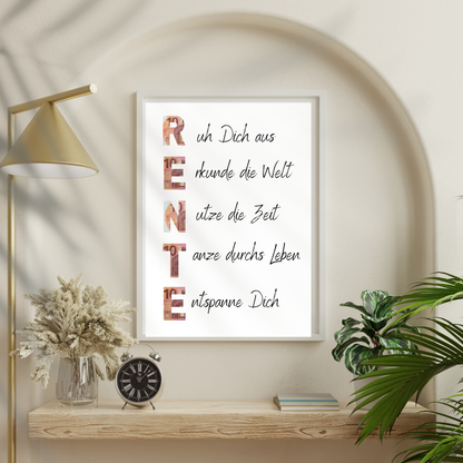 Rente Geschenkidee | Geldgeschenk Ruhestand zum Ausdrucken | Poster Ruhestand | PDF Download