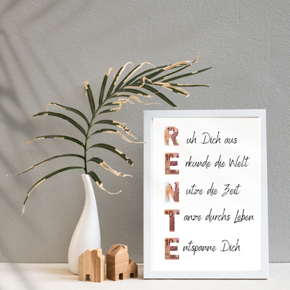 Rente Geschenkidee | Geldgeschenk Ruhestand zum Ausdrucken | Poster Ruhestand | PDF Download