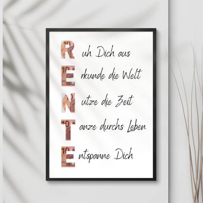 Rente Geschenkidee | Geldgeschenk Ruhestand zum Ausdrucken | Poster Ruhestand | PDF Download